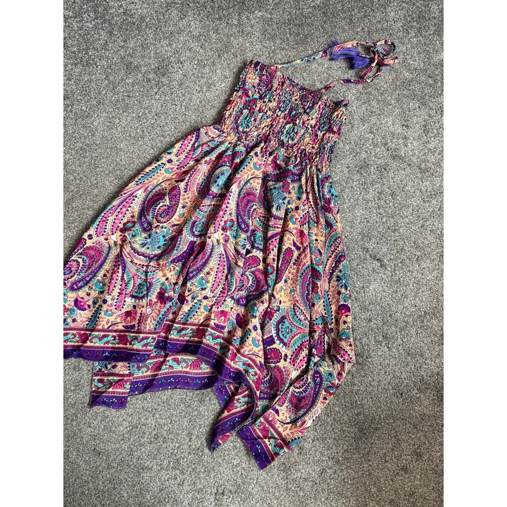 Mandala Girls Boho Paisley Halter Maxi Dress Purple Multicolor One Size